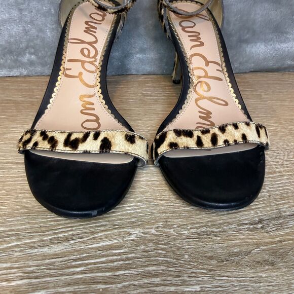 Sam Edelman Patti Open Toe Leopard Print Calf Hair High Heels Sandals Size 6 - Picture 9 of 13
